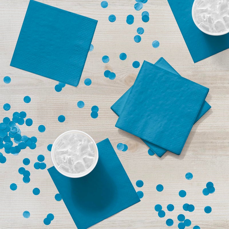 Creative Converting Touch of Color 2-Ply 50 Count Paper Beverage Napkins, Turquoise - Image 4